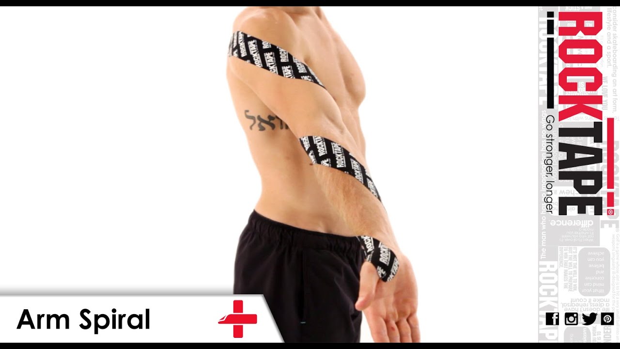 RockTape arm spiral taping on the shoulder and arm